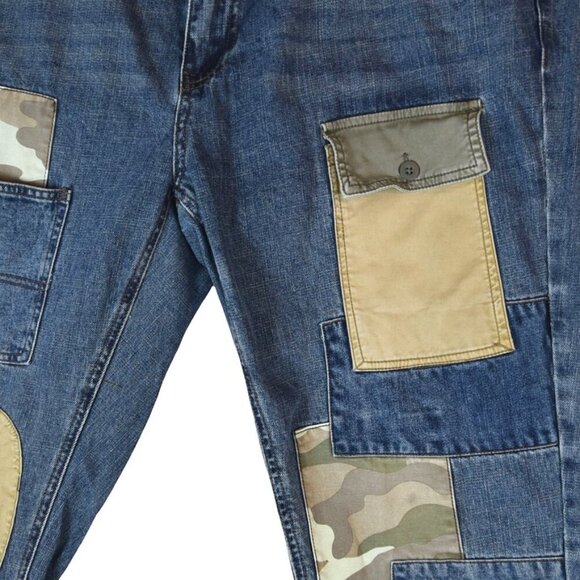 Sun + Stone Patchwork Jeans Men’s 40W Straight Leg Camo Carpenter Baggy - Picture 2 of 8